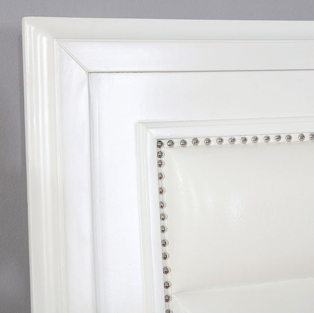 Golva E.King & Queen Bed White & Silver - Furniture House (VA)