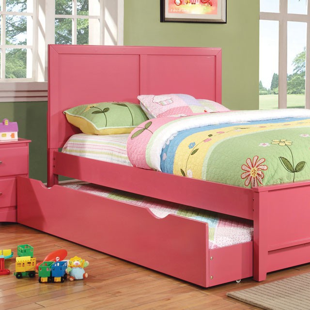 PRIAM Full & Twin Bed, White/Gray, Pink, Chrome, & Yellow