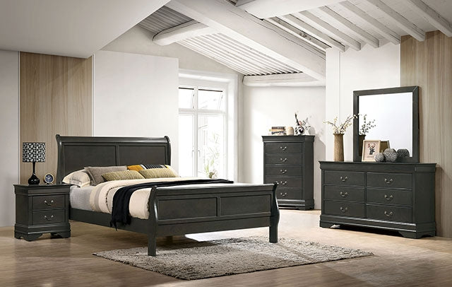 Louis Philippe Full, Twin, Full, & King Bed Black, Grey, Brown & White