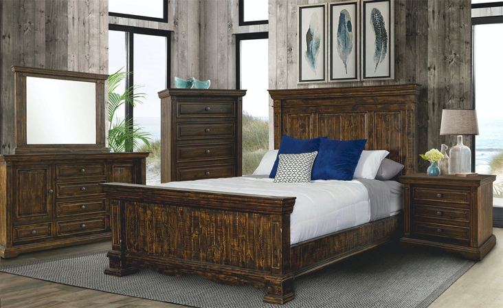 Elements International Condesa Tobacco King Panel Bed in Brown