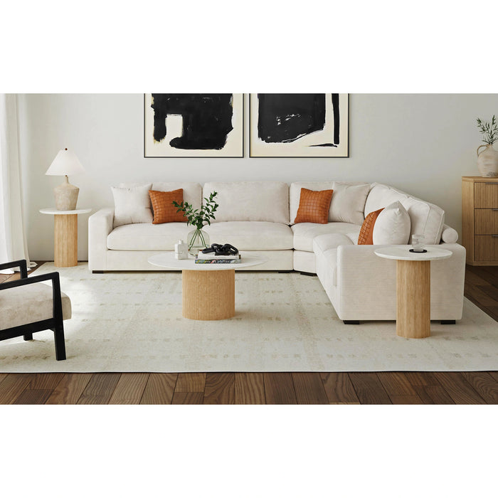Sylvie Round End Table with White Faux Marble Top and Base