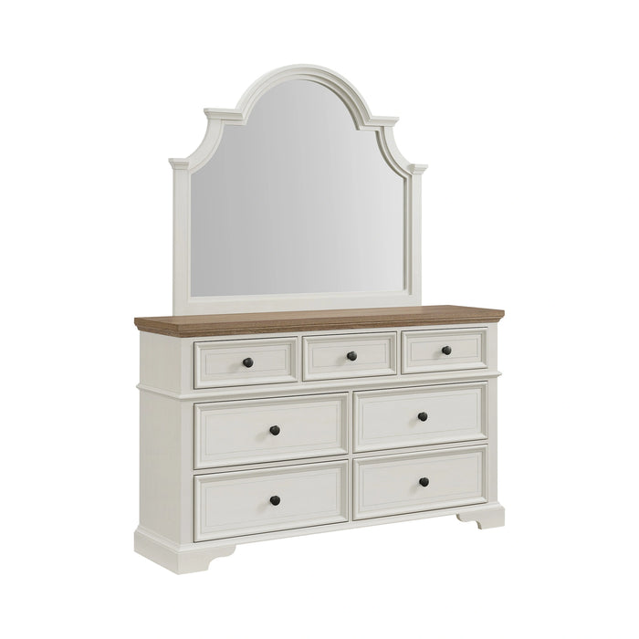 Eastwood Youth Dresser and Mirror Set in Brown and Off-White