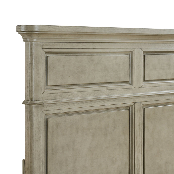 Whit-Ash Panel Bedroom Set with Door Chest in Light Grey