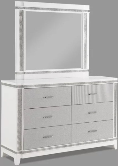 Crown Mark Furniture Ariane Mirror in Silver and White image