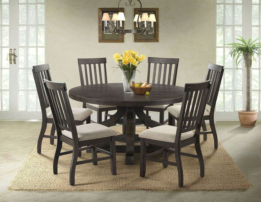 Elements International Stone Round Dining Table in Dark Ash