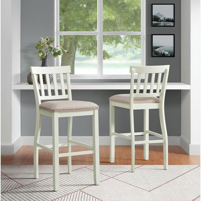 Elements International Stone 30 Inch Bar Slat Back Stool (Set of 2) in White