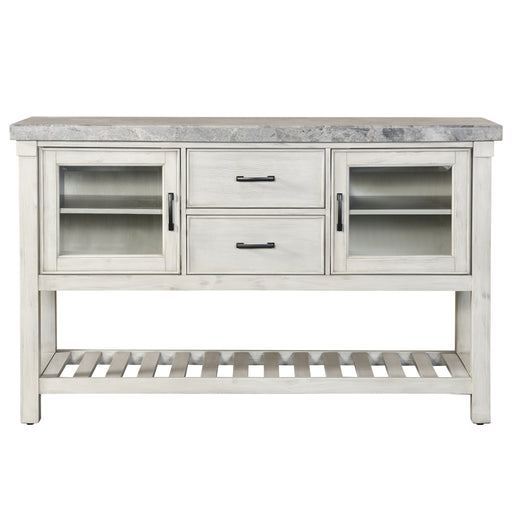 Steve Silver Canova Gray Marble Top Server in Cathedral White - Furniture House (VA)