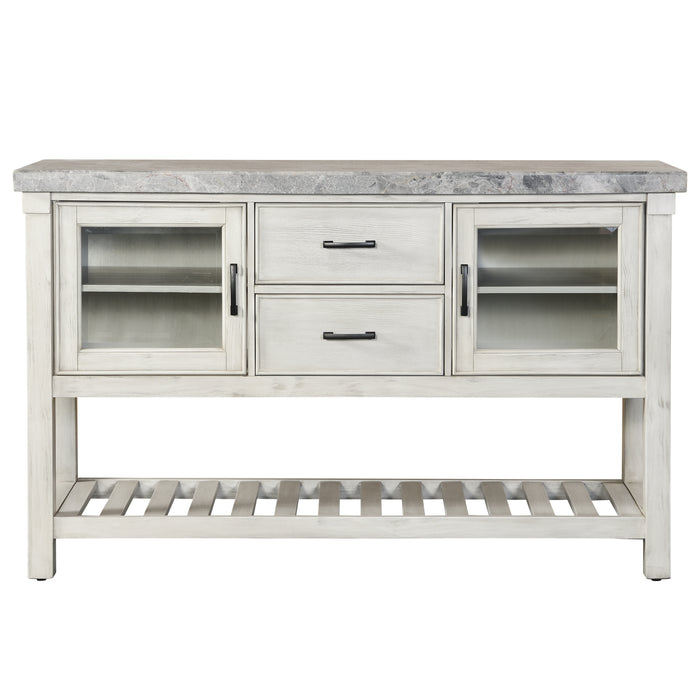 Steve Silver Canova Gray Marble Top Server in Cathedral White - Furniture House (VA)
