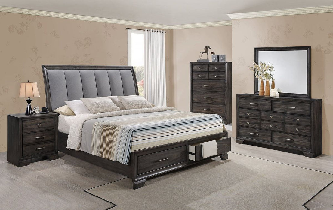 Crown Mark Jaymes King Storage Bed in Dark Brown