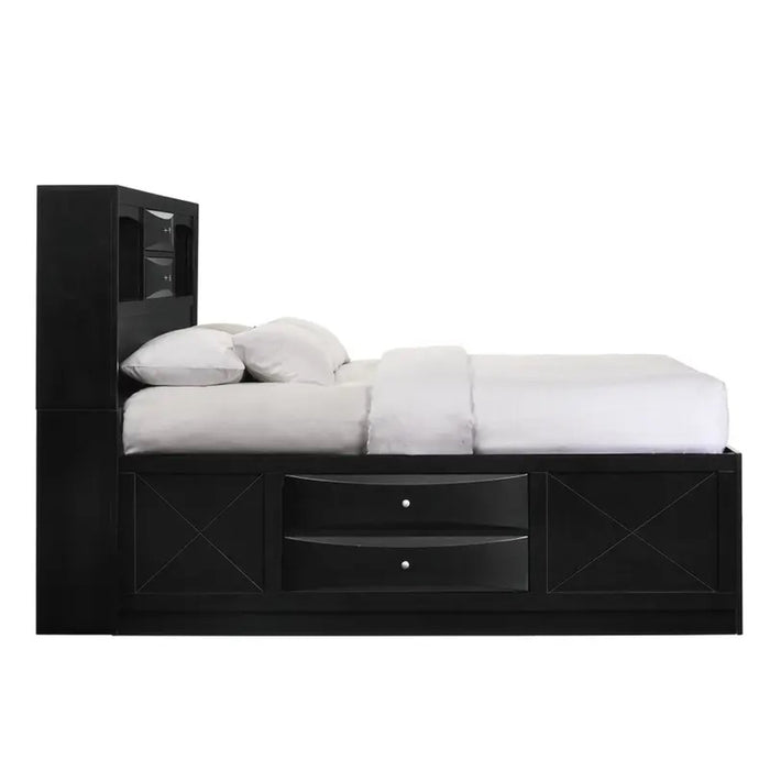 Elements International Emily Queen Storage Bed in Black