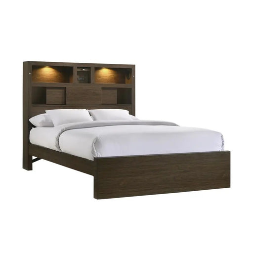 Elements International Hendricks Queen Music Bed in Brown Grey image