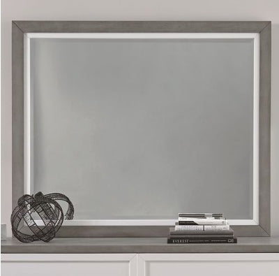 Liberty Furniture Palmetto Heights Landscape Mirror in Shell White and Driftwood