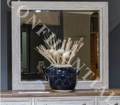 Liberty Furniture River Place Mirror in Riverstone White and Tobacco image