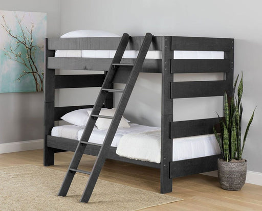 Elements International Vista Twin over Twin Bunk Bed with Ladder in Grey image
