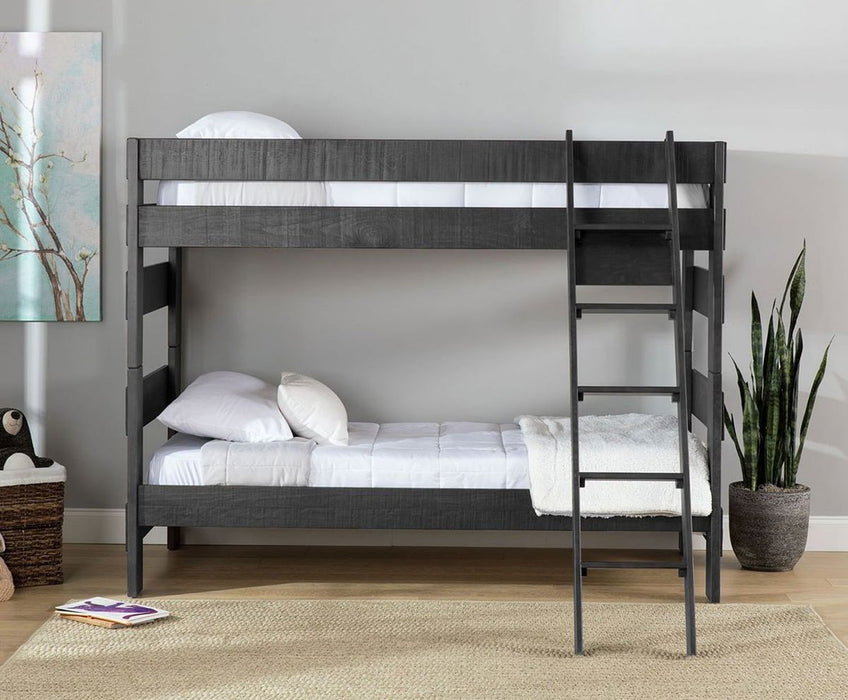 Elements International Vista Twin over Twin Bunk Bed with Ladder in Grey