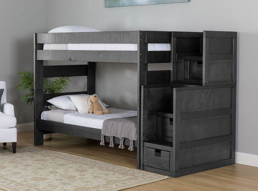 Elements International Vista Twin over Twin Bunk Bed with Staircase in Grey image