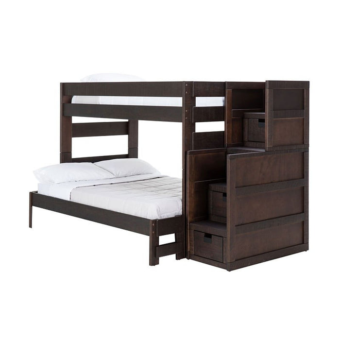 Elements International Vista Twin over Full Bunk Bed with Staircase in Brown image