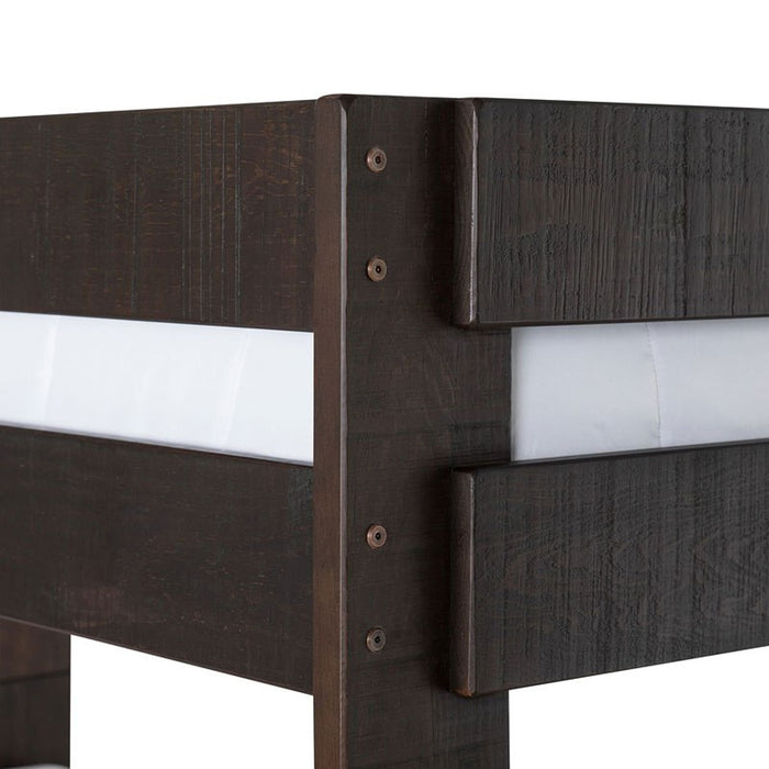 Elements International Vista Twin over Twin Bunk Bed with Staircase in Brown