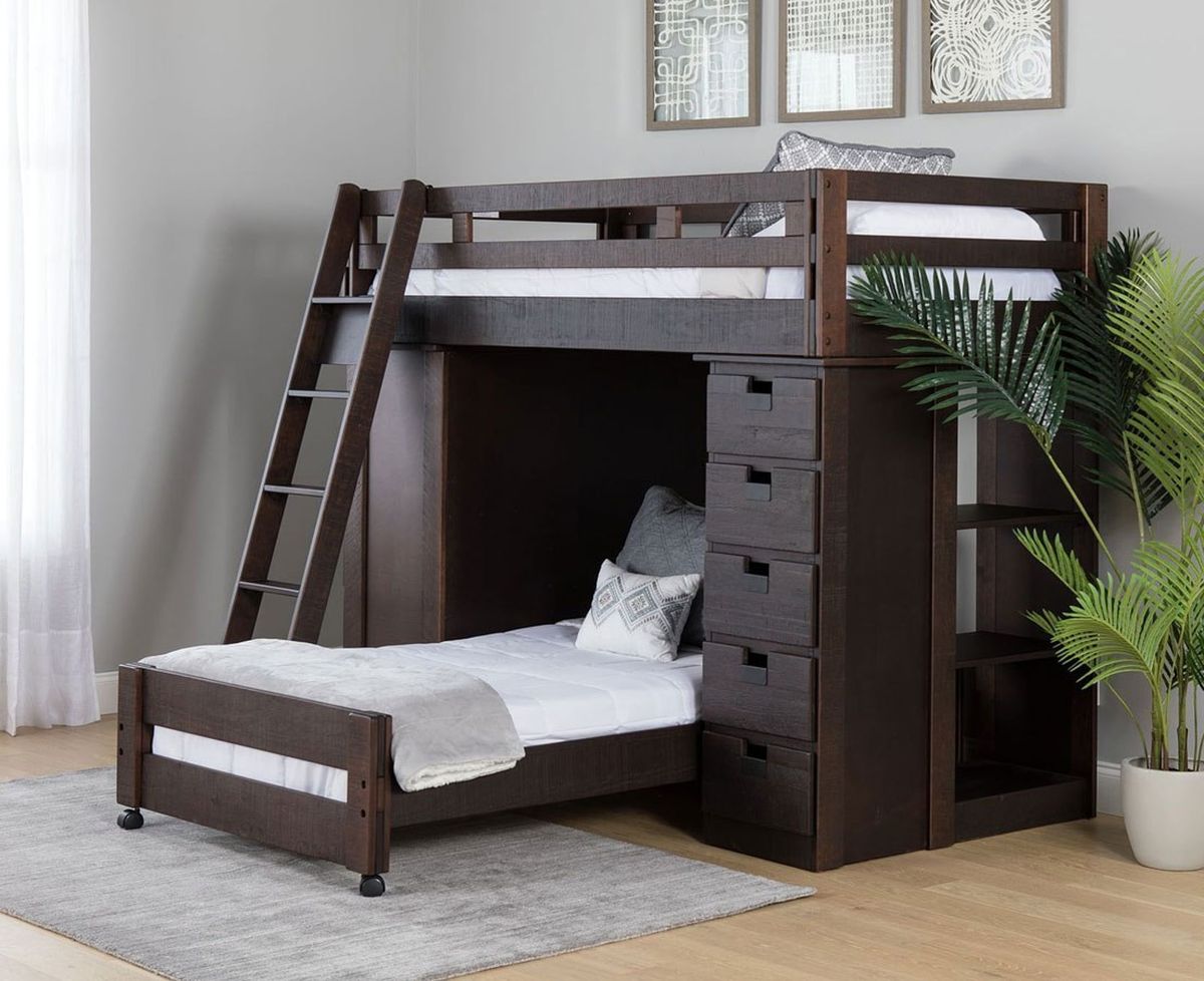 Elements Vista Brown Twin Over Twin Super Loft (desk and Storage) Elements Vista Brown Twin Over Twin Super Loft (desk and Storage)