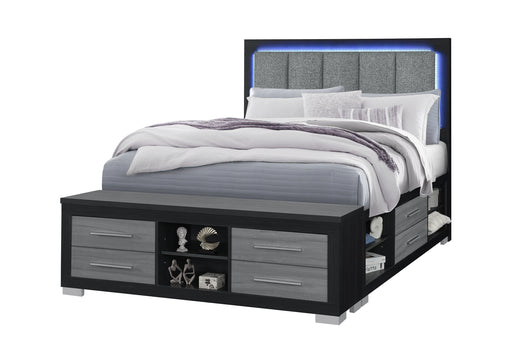 EMMA BLACK/GREY QUEEN BED WITH LED AND USB - Furniture House (VA)
