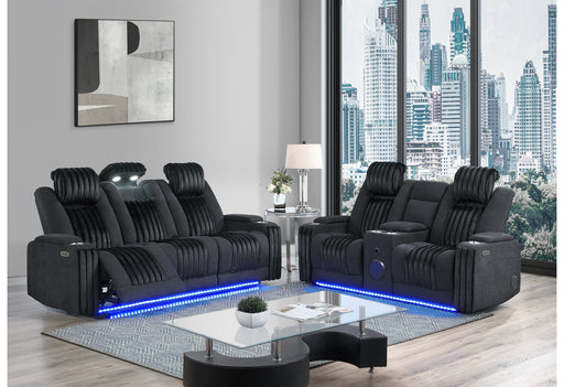U8000 BLACK PWR REC SOFA/PWR CONSOLE REC LOVESEAT W/PHR - Furniture House (VA)