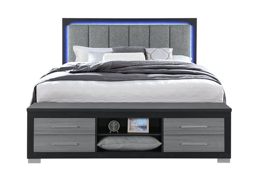 EMMA BLACK/GREY KING BED WITH LED AND USB - Furniture House (VA)