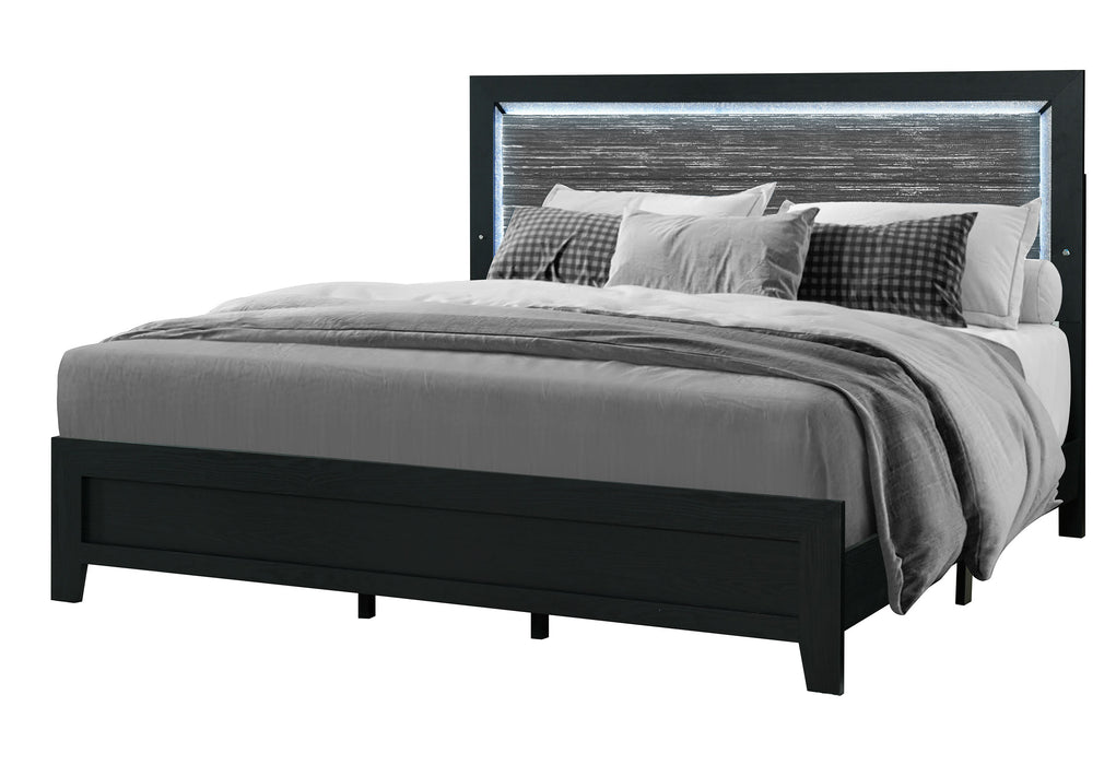 REID BLACK KING BED GROUP WITH LED - Furniture House (VA)