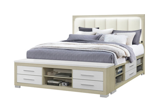 EMMA NATURAL/WHITE KING BED WITH LED AND USB - Furniture House (VA)