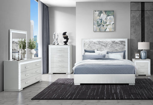 NAOMI SILVER MARBLE FULL BED GROUP - Furniture House (VA)