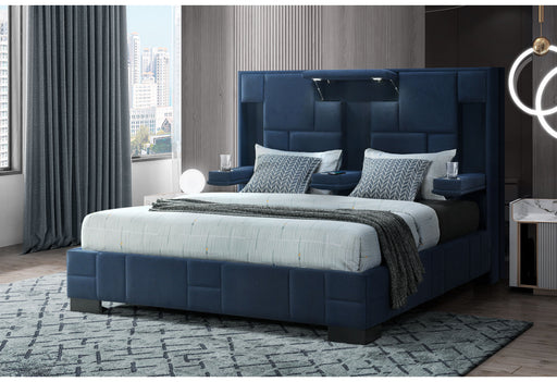 OSCAR NAVY BLUE QUEEN BED NO WOOD TRIM - Furniture House (VA)
