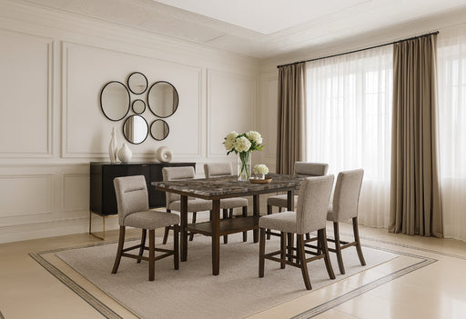 D4355 BROWN BAR TABLE WITH 8 BAR STOOLS - Furniture House (VA)