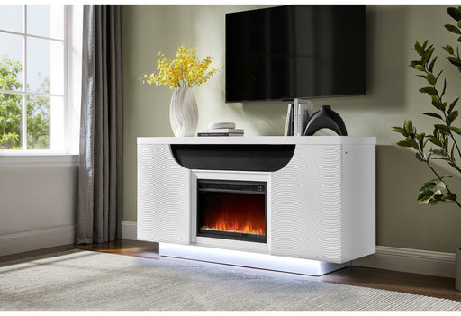 AILEEN WHITE 66" ENT UNIT W/LED, SPEAKERS, CRYSTAL AND POP-UP DOORS - Furniture House (VA)