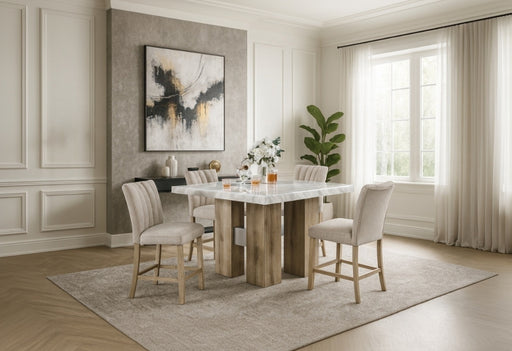 D04 NATURAL BAR TABLE + 6 D8685 BEIGE/NAT BAR STOOL - Furniture House (VA)