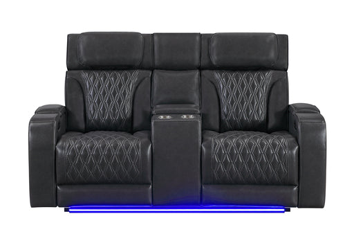 U8611 BLANCHE CHARCOAL PWR CON REC LOVESEAT WITH PHR, LED & SPEAKER - Furniture House (VA)