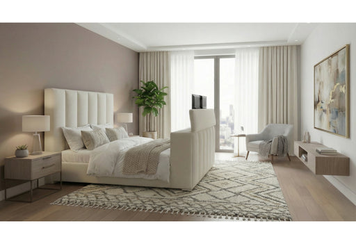 SERENITY CREMA KING BED WITH SPEAKER, TV LIFT AND FIREPLACE - Furniture House (VA)