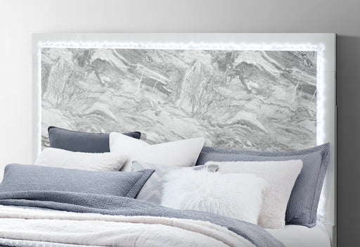 NAOMI SILVER MARBLE QUEEN BED GROUP - Furniture House (VA)