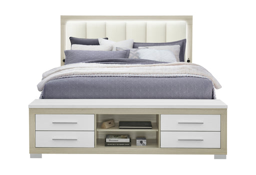 EMMA NATURAL/WHITE KING BED WITH LED AND USB - Furniture House (VA)