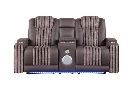U8000 BROWN PWR CONSOLE REC LOVESEAT W/PHR, LED AND SPEAKER - Furniture House (VA)