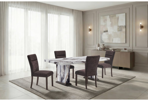 D8212 DINING TABLE WITH 6 D8212 DINING CHAIRS BROWN - Furniture House (VA)