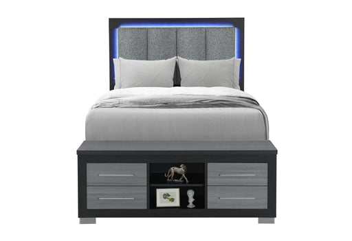 EMMA BLACK/GREY FULL BED WITH LED AND USB - Furniture House (VA)