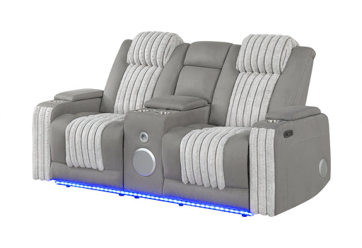 U8000 GREY PWR CONSOLE REC LOVESEAT W/PHR, LED AND SPEAKER - Furniture House (VA)