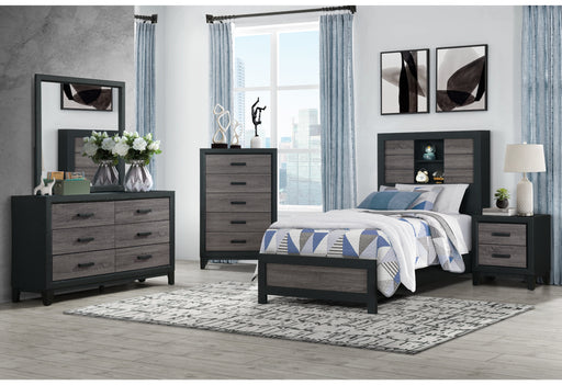 LISBON GREY/BLACK BOOKCASE TWIN BED GROUP - Furniture House (VA)
