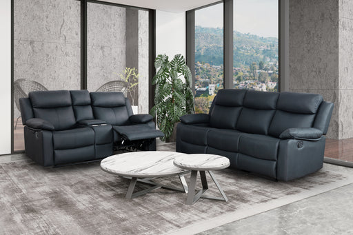 U6026 BLACK PU 72A REC SOFA/CONSOLE REC LOVESEAT W/LED & SPEAKER - Furniture House (VA)