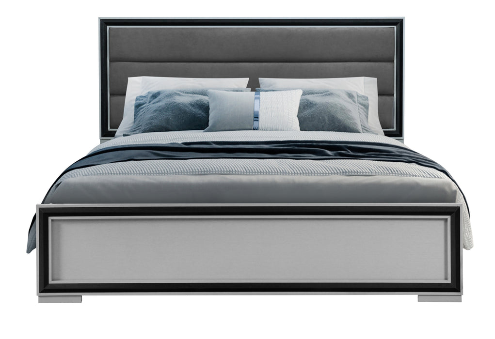 AMELIA GREY/BLACK QUEEN BED, DRESSER, MIRROR AND NIGHTSTAND - Furniture House (VA)
