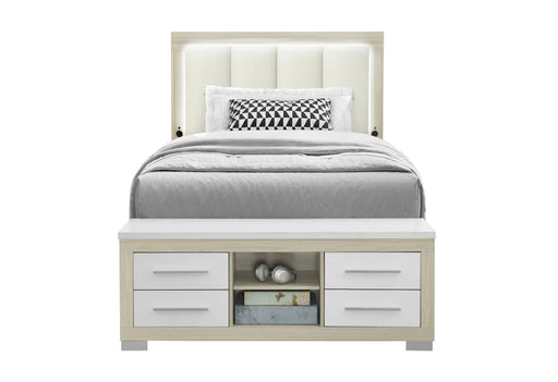 EMMA NATURAL/WHITE FULL BED WITH LED AND USB - Furniture House (VA)