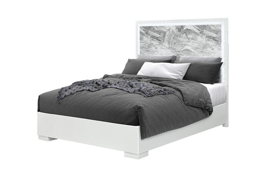 NAOMI SILVER MARBLE QUEEN BED WITH LED - Furniture House (VA)