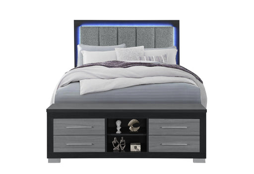 EMMA BLACK/GREY QUEEN BED WITH LED AND USB - Furniture House (VA)