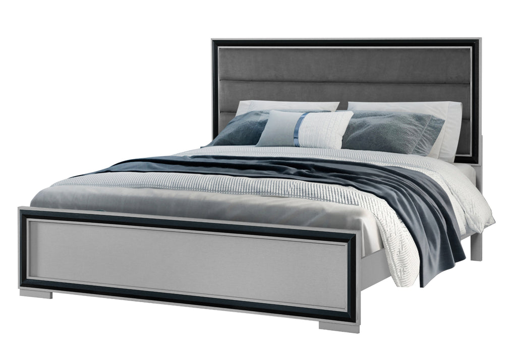 AMELIA GREY/BLACK QUEEN BED, DRESSER, MIRROR AND NIGHTSTAND - Furniture House (VA)