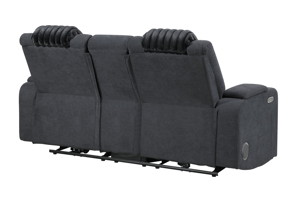 U8000 BLACK PWR CONSOLE REC LOVESEAT W/PHR, LED AND SPEAKER - Furniture House (VA)
