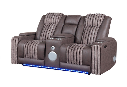 U8000 BROWN PWR CONSOLE REC LOVESEAT W/PHR, LED AND SPEAKER - Furniture House (VA)